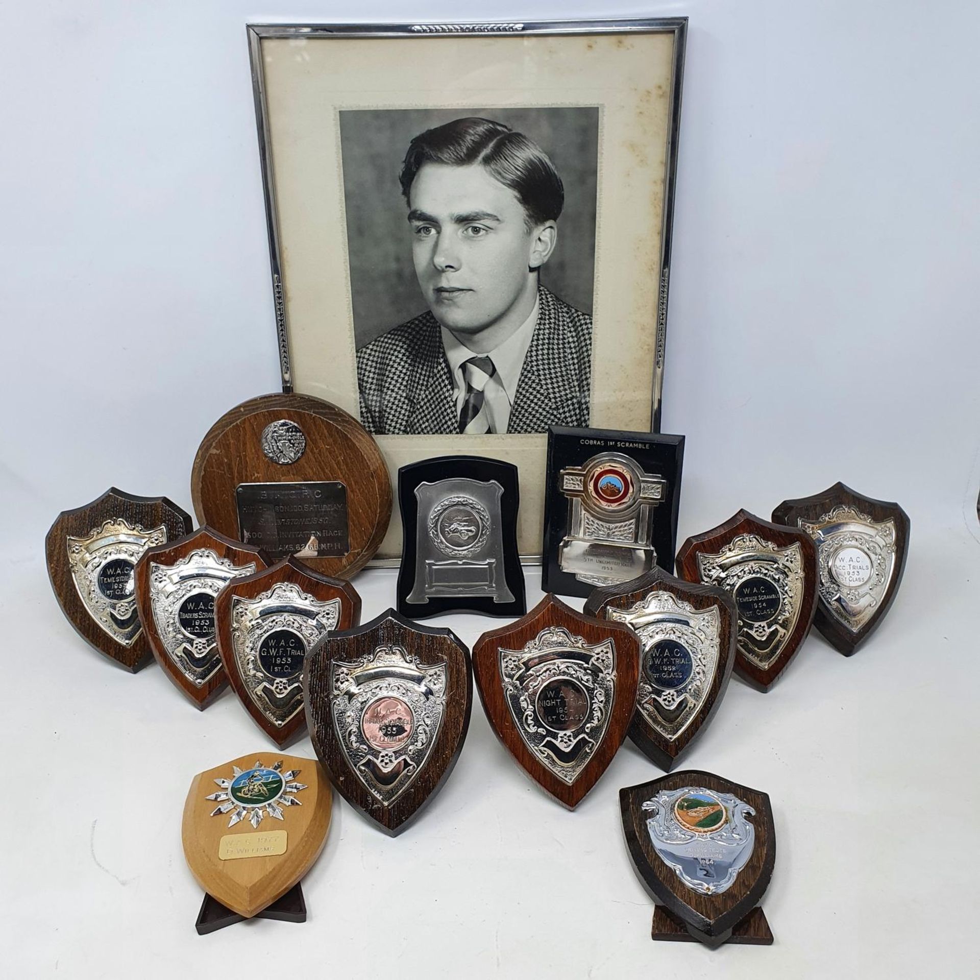 Assorted H L 'Don' Williams trophy plaques, including BMCRC Hutchinson 100 Saturday Silverstone 1950