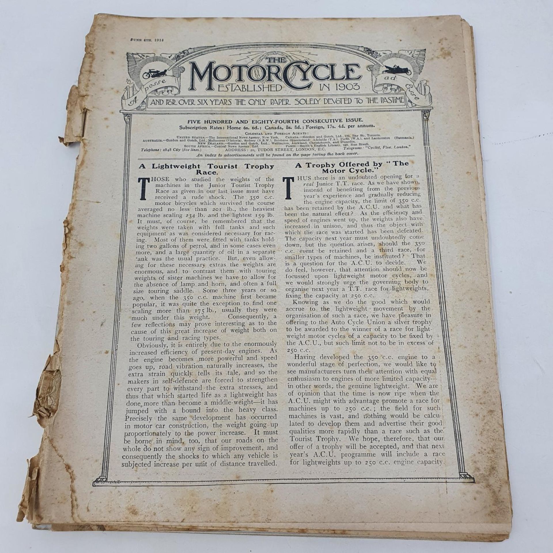 A group of ten 1914 magazines, including The Motor Cycle and Motor Cycling, including featuring Eric - Image 10 of 11