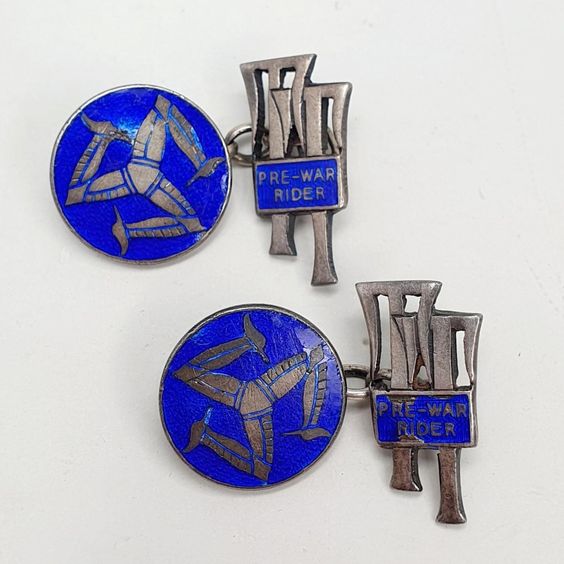 A rare pair of TT riders silver cufflinks, circa 1920's, formerly the property of Eric Williams