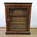 A 19th century walnut, boxwood strung and ebonised pier cabinet, on plinth base, 80 cm wide