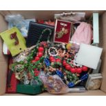 Assorted bead necklaces and other costume jewellery