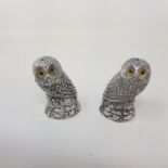 A pair of modern silver plated owl form salt and pepper pots, 5 cm high Report by JS Note: this is