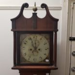 A longcase clock, the 29 cm square painted dial signed Hancock, Yeovil, with Arabic numerals,