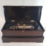 A late 19th century/early 20th century Swiss cylinder music box by Barnet Henry Abrahams, Croix,