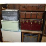 A 19th century painted trunk, and seven other trunks (8)