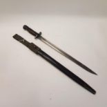 A 1907 Pattern sword bayonet and scabbard, 58 cm