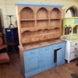 A painted pine dresser, 154 cm wide