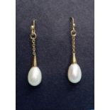 A pair of 18ct gold and pearl drop earrings