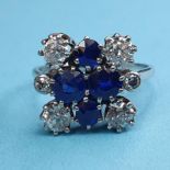 A sapphire and diamond cluster ring, ring size O½