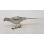 A silver plated pheasant, 30 cm wide