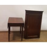 A 19th century mahogany Pembroke table, 59 cm wide and an oak corner cabinet (2)