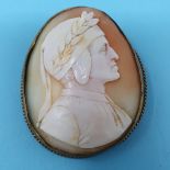 An oval cameo brooch, carved a bust portrait of Dante, costume jewellery and assorted coins