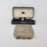 A silver table cigarette box, initialled, crested and dated '50, probably Birmingham 1939, 12 cm