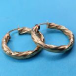 A pair of 14ct gold rope twist hoop earrings, 2.9 g