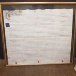 A gilt wall mirror, 84 x 60 cm, an indenture, various pictures and prints (17)