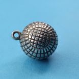 A Victorian silver locket, in the form of a golf ball