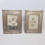 A pair of silver plated photograph frames, and other silver plate (box)