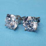 A pair of cubic zirconia stud earrings