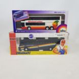 A Siku MB Reisebus, No. 3814, boxed, and various other model buses and cars (box)