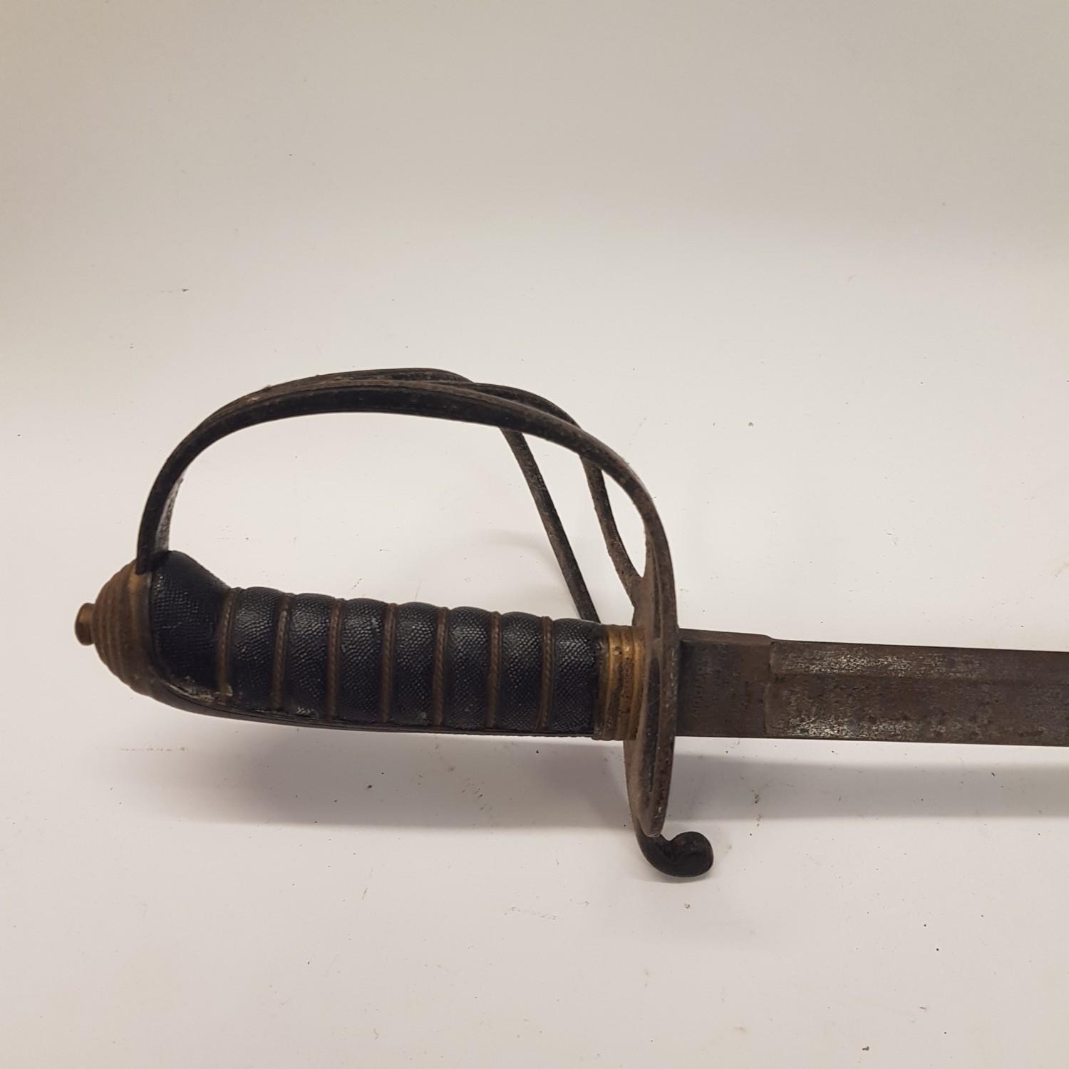 A 19th century sword, with a wire bound fishskin grip, 97 cm - Image 6 of 10