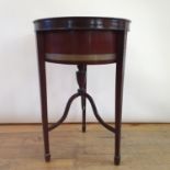 A 19th century mahogany and marquetry inlaid planter, with metal liner, on square tapering legs with