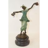 A modern spelter figure of a dancer, on polished marble base, 40 cm high This item is 20th/21st