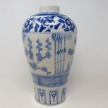 A Chinese blue and white vase, decorated a landscape, 36 cm high