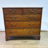A 19th century mahogany chest, having two short and three long graduated drawers on bracket feet,