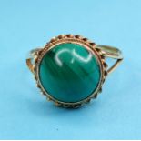 An 18ct gold and a malachite ring, ring size W Report by RB 6.7 g (all in)