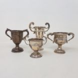 Three small silver trophy cups, 8.4 ozt