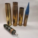 A 150mm shell case and ten others (7) tallest 96cm with later head