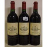 Three bottles of Chateau Haut-Bages Averous, 1991