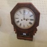 A drop dial wall clock, the 25 cm diameter painted dial signed M Matt, Cardiff, with Roman numerals,