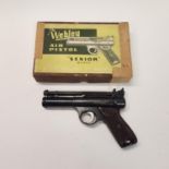 A Webley Senior .22 air pistol, with accessories, in original box