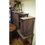 A 19th century oak cupboard, 114 cm wide, a walnut Sutherland table, an oak stool, a walnut two