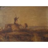 English school, 19th century, a landscape with windmill, oil on canvas, 44 x 59 cm