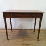 A 19th century mahogany side table, with a frieze drawer, on turned tapering legs, 92 cm wide