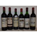 A bottle of Chateau Larogue, 1966, a bottle of Chateau Cadet Soutard 1994, and four other bottles (