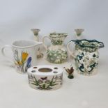 A Portmeirion jug, silver plated teapot and other items (2 boxes)