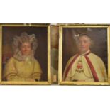 Continental school, 19th century, a pair of portraits, a gentleman in religious robes, and a lady