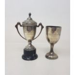 A silver trophy, inscribed, Sheffield 1935, 13 cm high, and a silver trophy cup and cover,