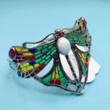 A modern silver coloured metal enamel dragonfly bangle Report by JS Note: this is 20th/21st