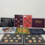 A Queen Elizabeth II year proof coins set, 1995, six other sets, and two brilliant uncirculated sets