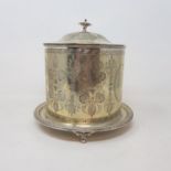 A Victorian silver plated biscuit box and cover, and other plated items (box)