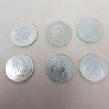 Six Queen Elizabeth II silver one ounce £2 coins (6)