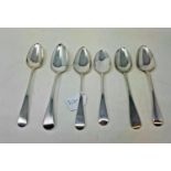 Six silver Old English pattern tablespoons, various dates and makers, 11.7 ozt