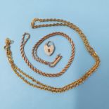 An 18ct gold necklace, a 15ct gold necklace, and a 9ct gold padlock clasp, 15.2 g Chain 50cm and