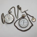 A 19th century silver open face pocket watch, London 1890, and chain, and a Continental white