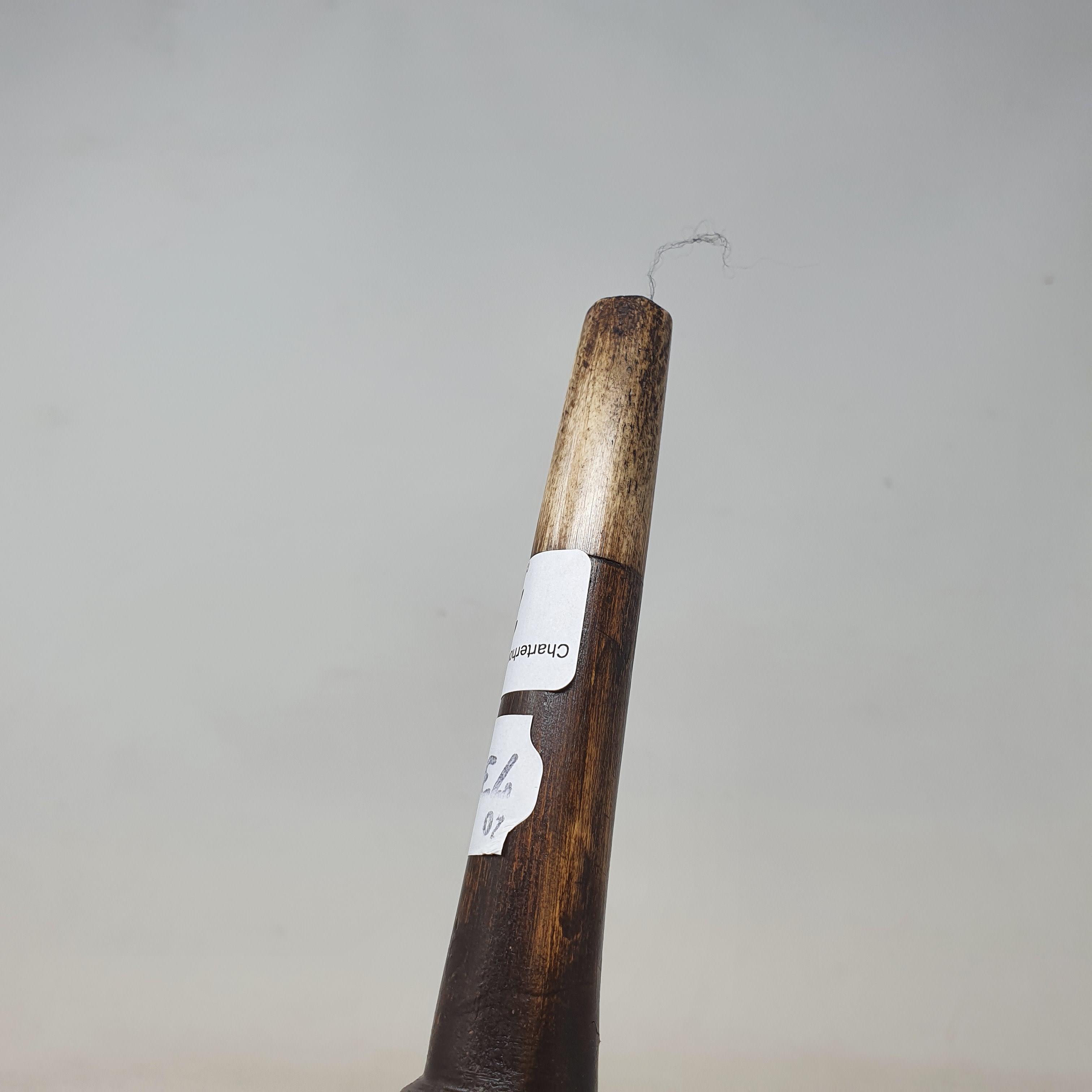 A 19th century folk art walking stick, the handle carved in the form of a talon gripping an egg, - Image 12 of 12