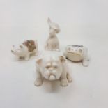 An Arcadian china crested ware bulldog, and other crested ware (1 box)